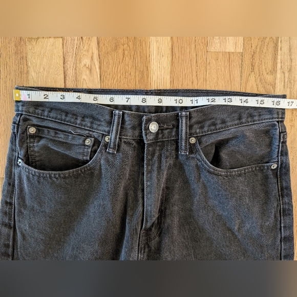 Levis 505 Jeans Mens 34x33 Black Regular Fit Straight Leg Denim Pants - Picture 4 of 13